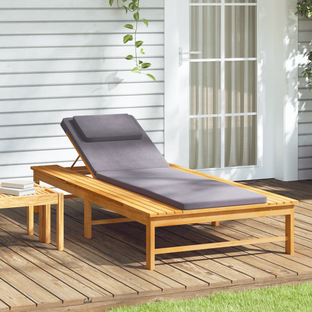 vidaXL Sun Lounger Outdoor Chair with Cushion and Pillow Solid Wood Acacia