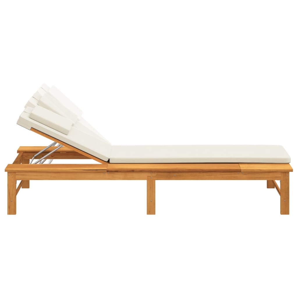 vidaXL Sun Lounger Outdoor Chair with Cushion and Pillow Solid Wood Acacia