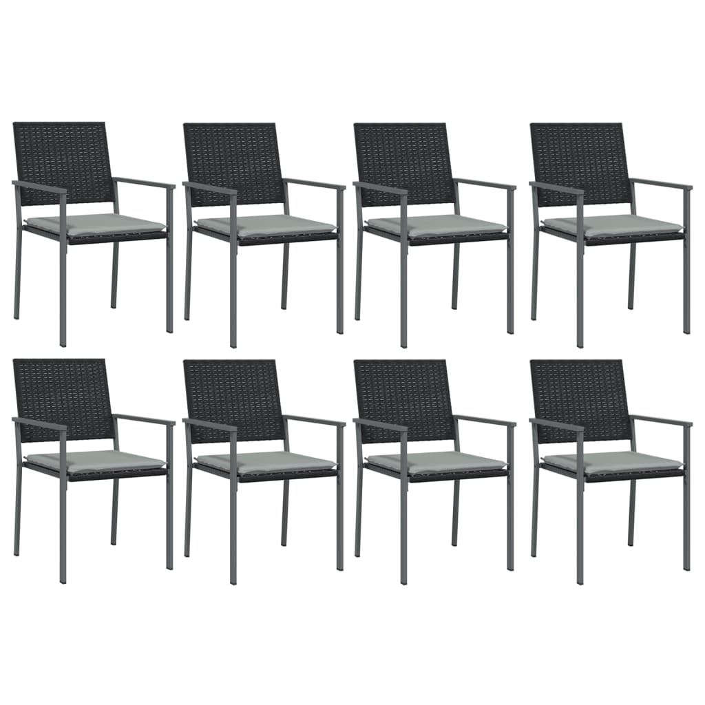 vidaXL 9 Piece Patio Dining Set with Cushions Poly Rattan and Steel