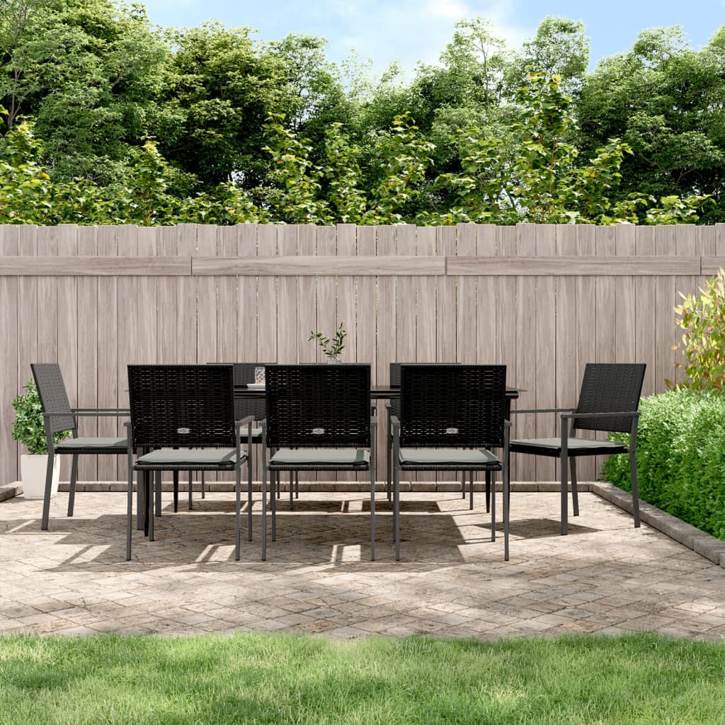 vidaXL 9 Piece Patio Dining Set with Cushions Poly Rattan and Steel