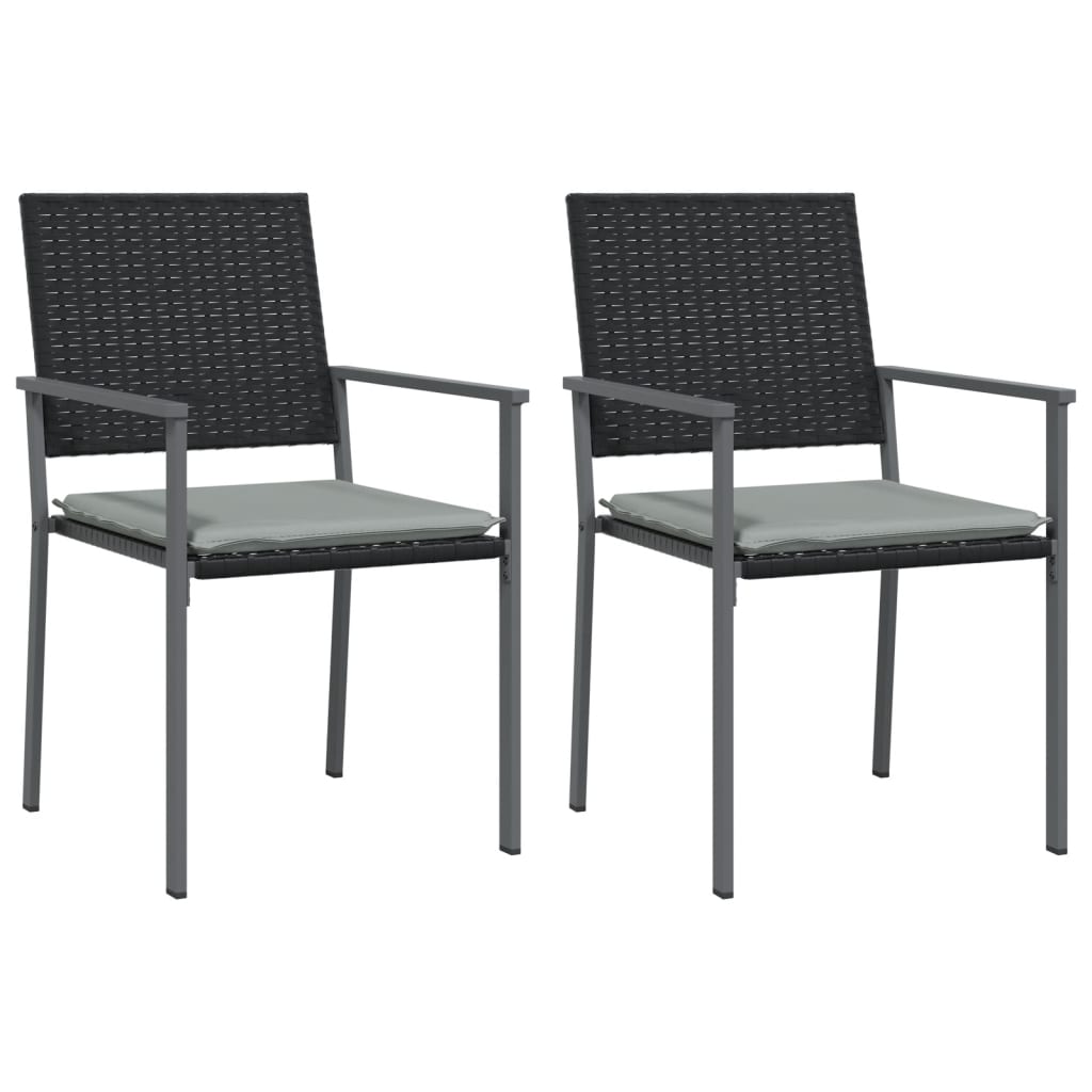 vidaXL 3 Piece Patio Dining Set with Cushions Poly Rattan and Steel