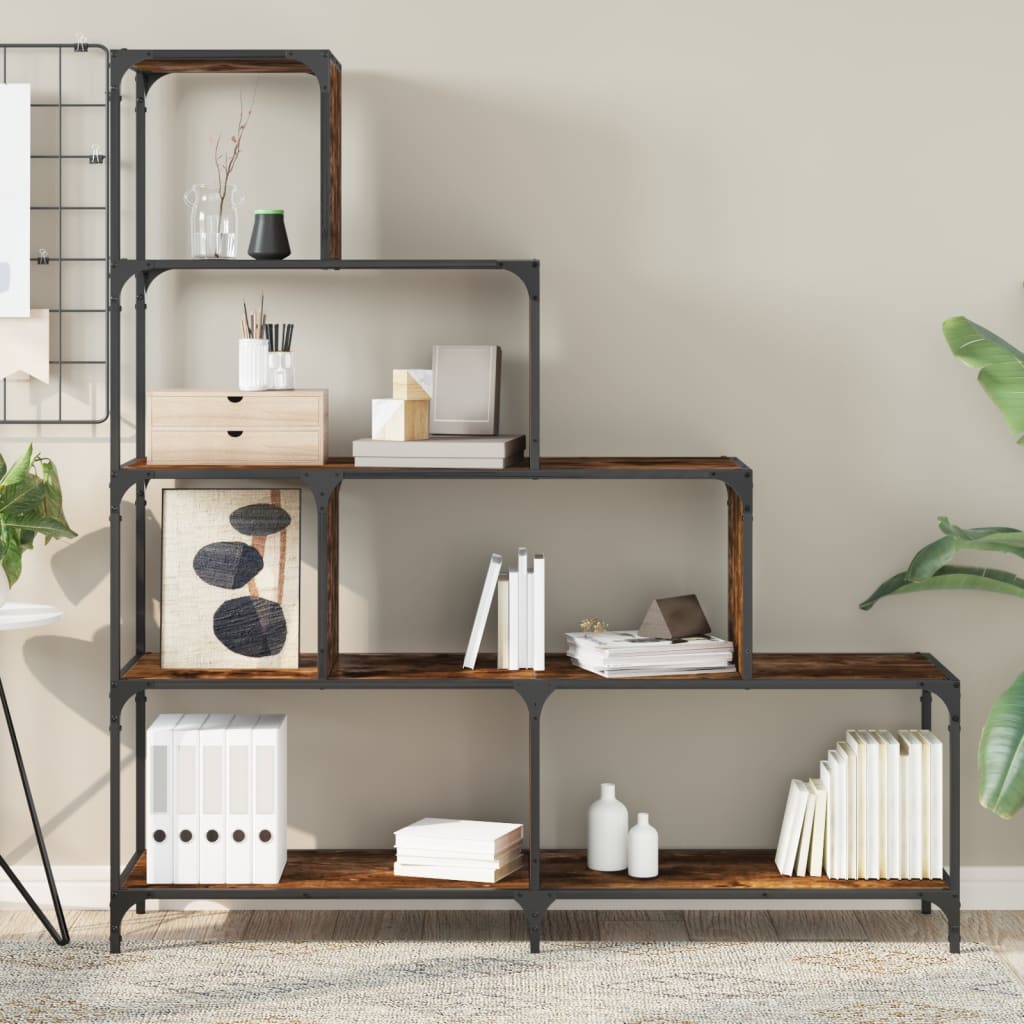 vidaXL Bookcase 4-Stair Storage Bookshelf Display Cabinet Engineered Wood