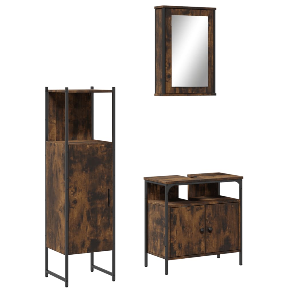vidaXL 3 Piece Bathroom Furniture Set Black Engineered Wood