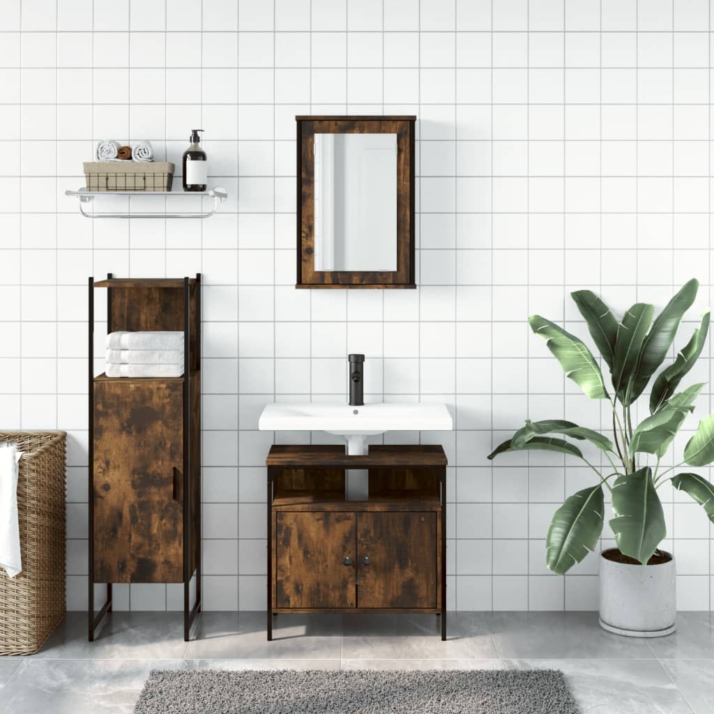 vidaXL 3 Piece Bathroom Furniture Set Black Engineered Wood