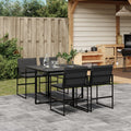 vidaXL Patio Dining Set with Cushions Garden Outdoor Furniture Black Textilene