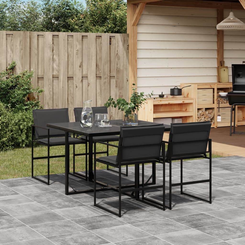 vidaXL Patio Dining Set with Cushions Garden Outdoor Furniture Black Textilene