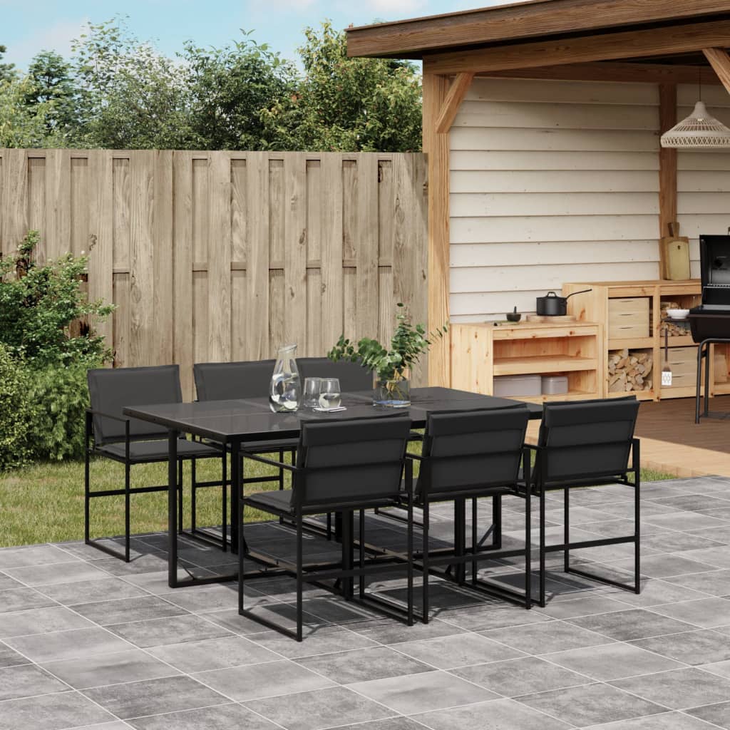 vidaXL Patio Dining Set with Cushions Garden Outdoor Furniture Black Textilene