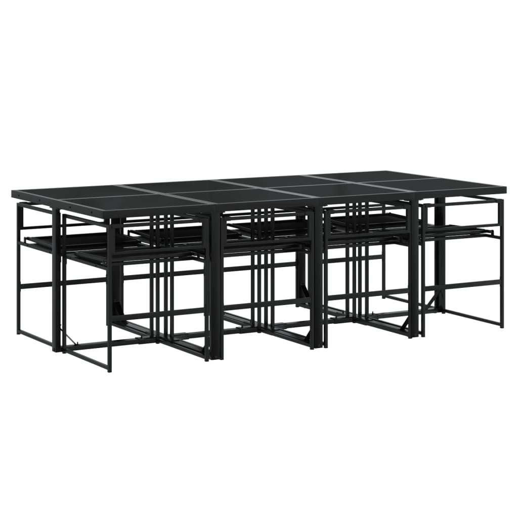 vidaXL Patio Dining Set with Cushions Garden Outdoor Furniture Black Textilene
