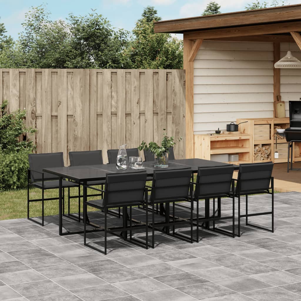 vidaXL Patio Dining Set with Cushions Garden Outdoor Furniture Black Textilene