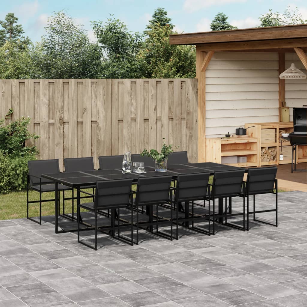 vidaXL Patio Dining Set with Cushions Garden Outdoor Furniture Black Textilene