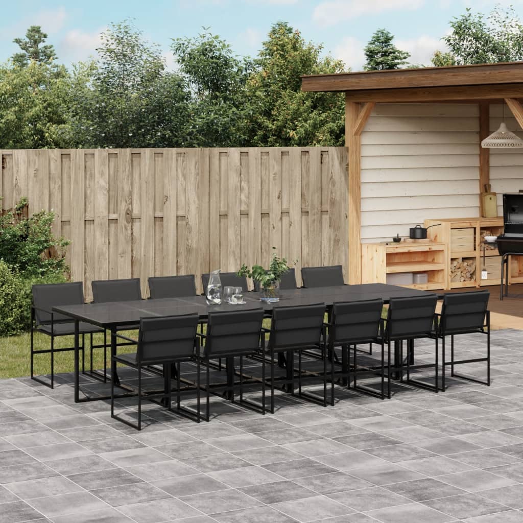 vidaXL Patio Dining Set with Cushions Garden Outdoor Furniture Black Textilene