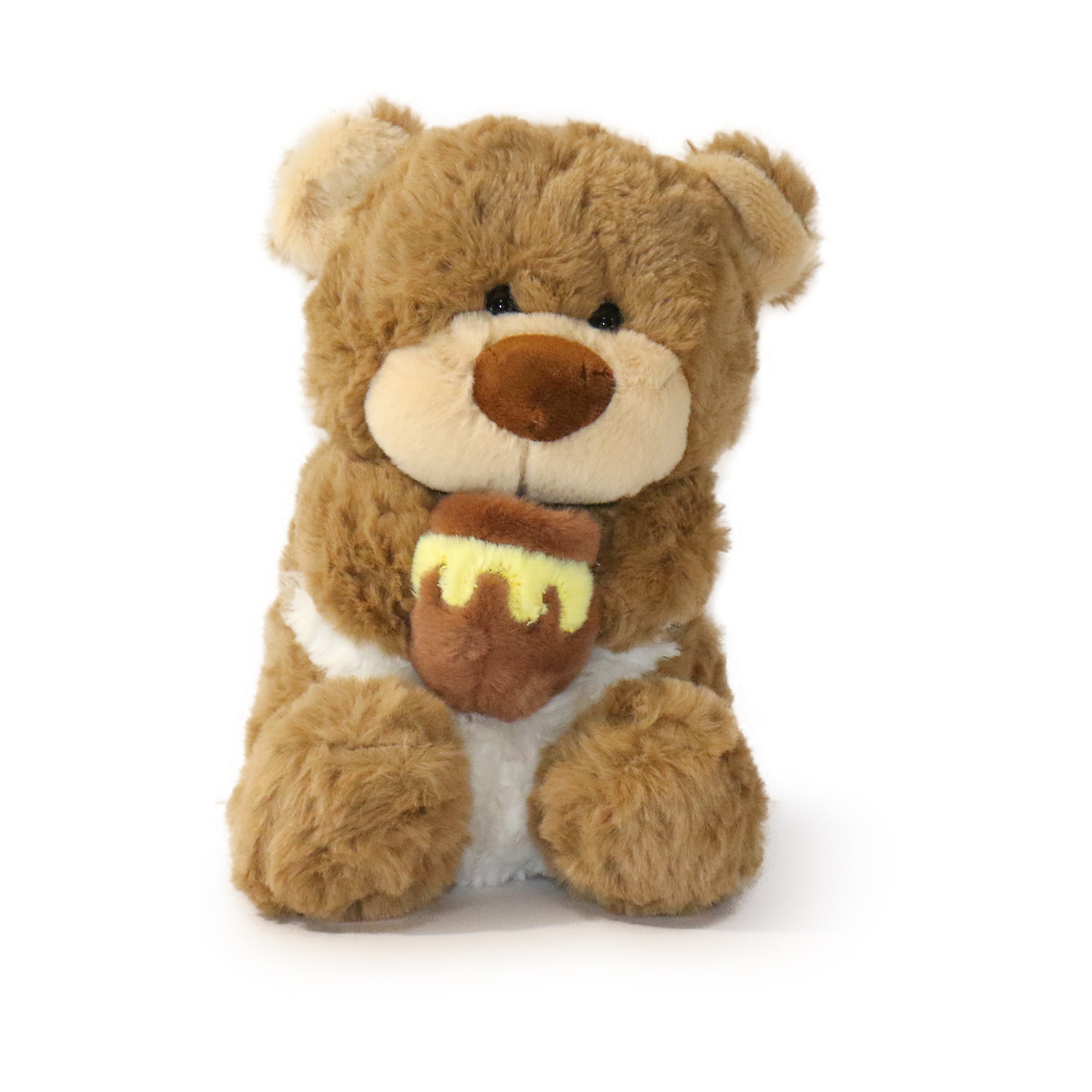 Goldie Bear Plush Toy holding a honey pot for kitchen decor