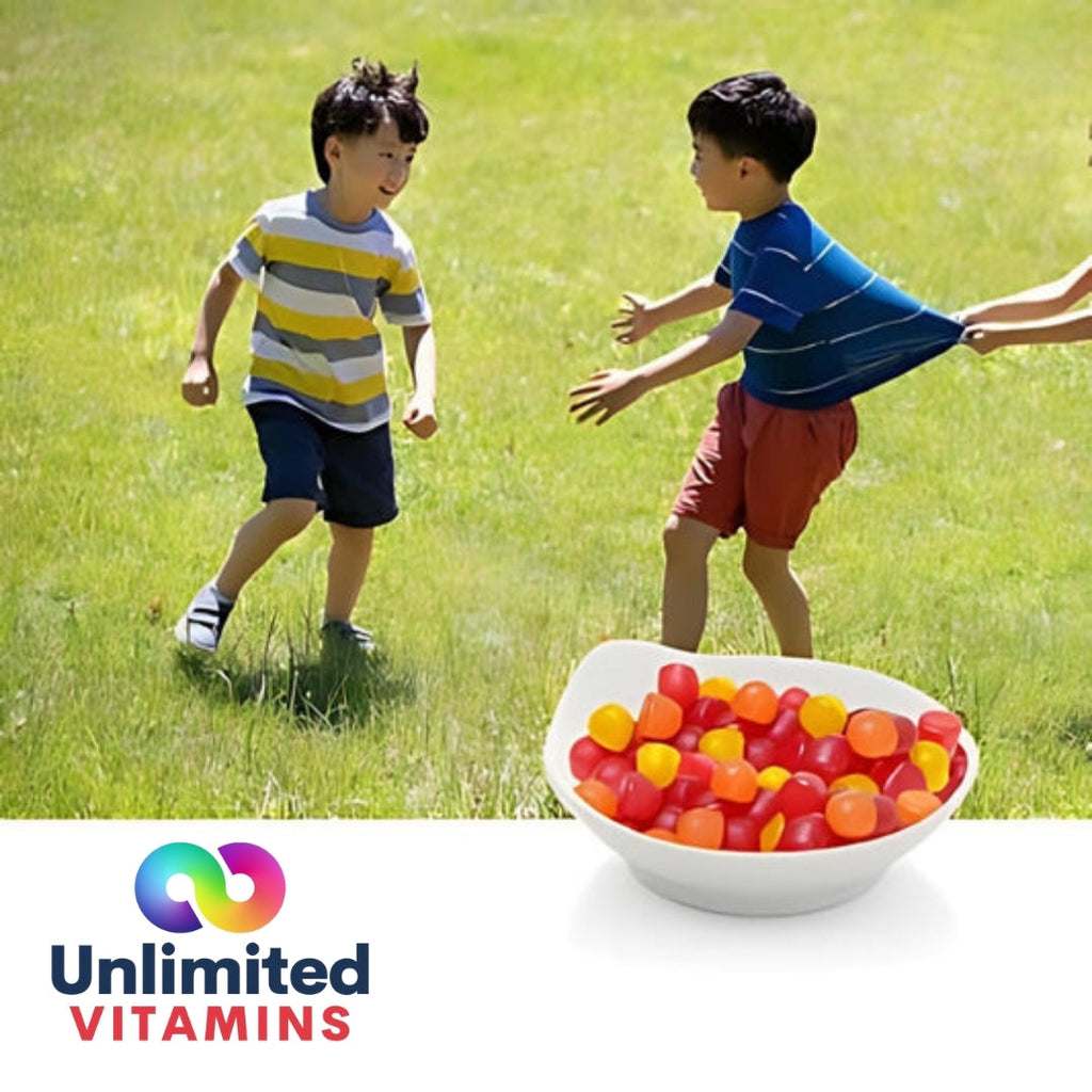 Front view of Children's Multivitamin Gummies by Gobingya in colorful packaging