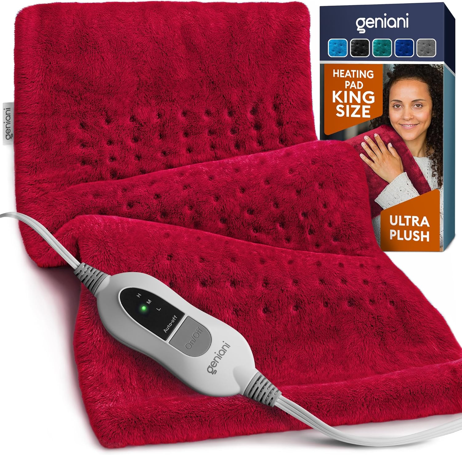 Lifestyle image of Geniani Extra Large Heating Pad in use on back
