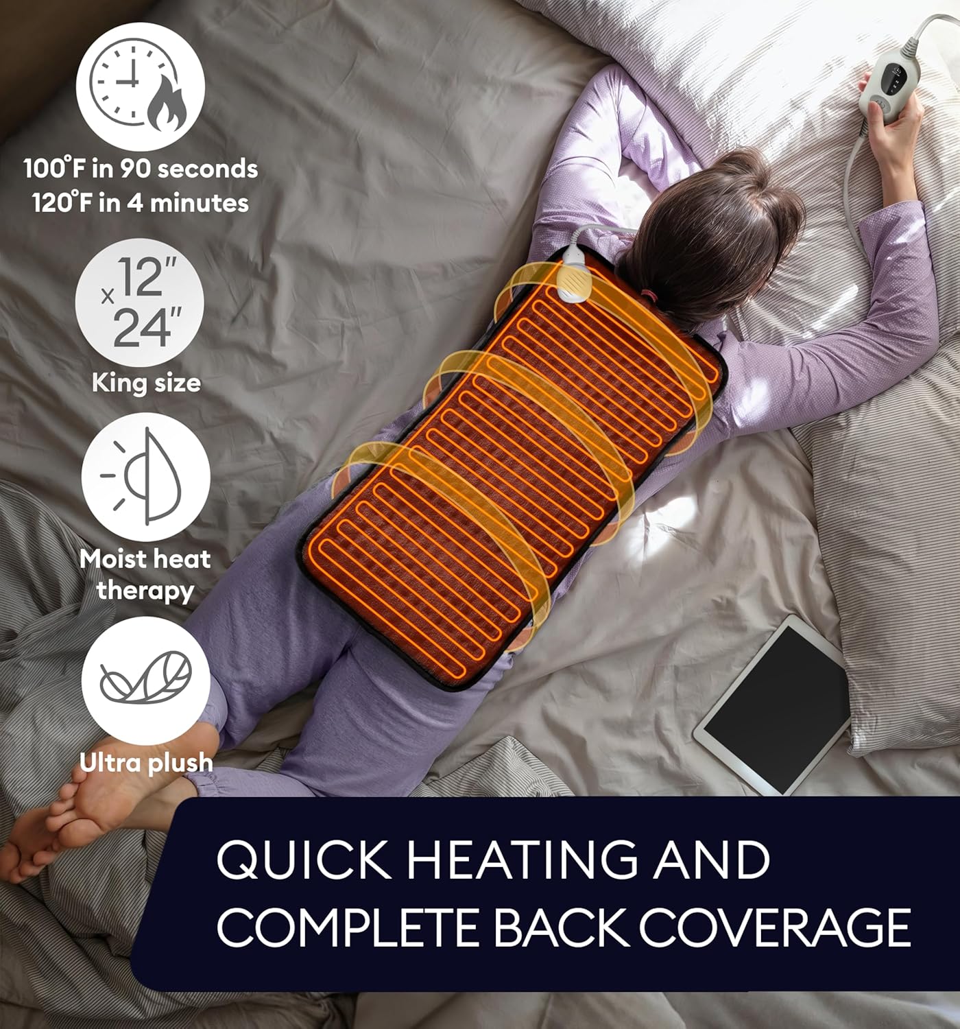 Cozy setup featuring Geniani Extra Large Heating Pad on a sofa