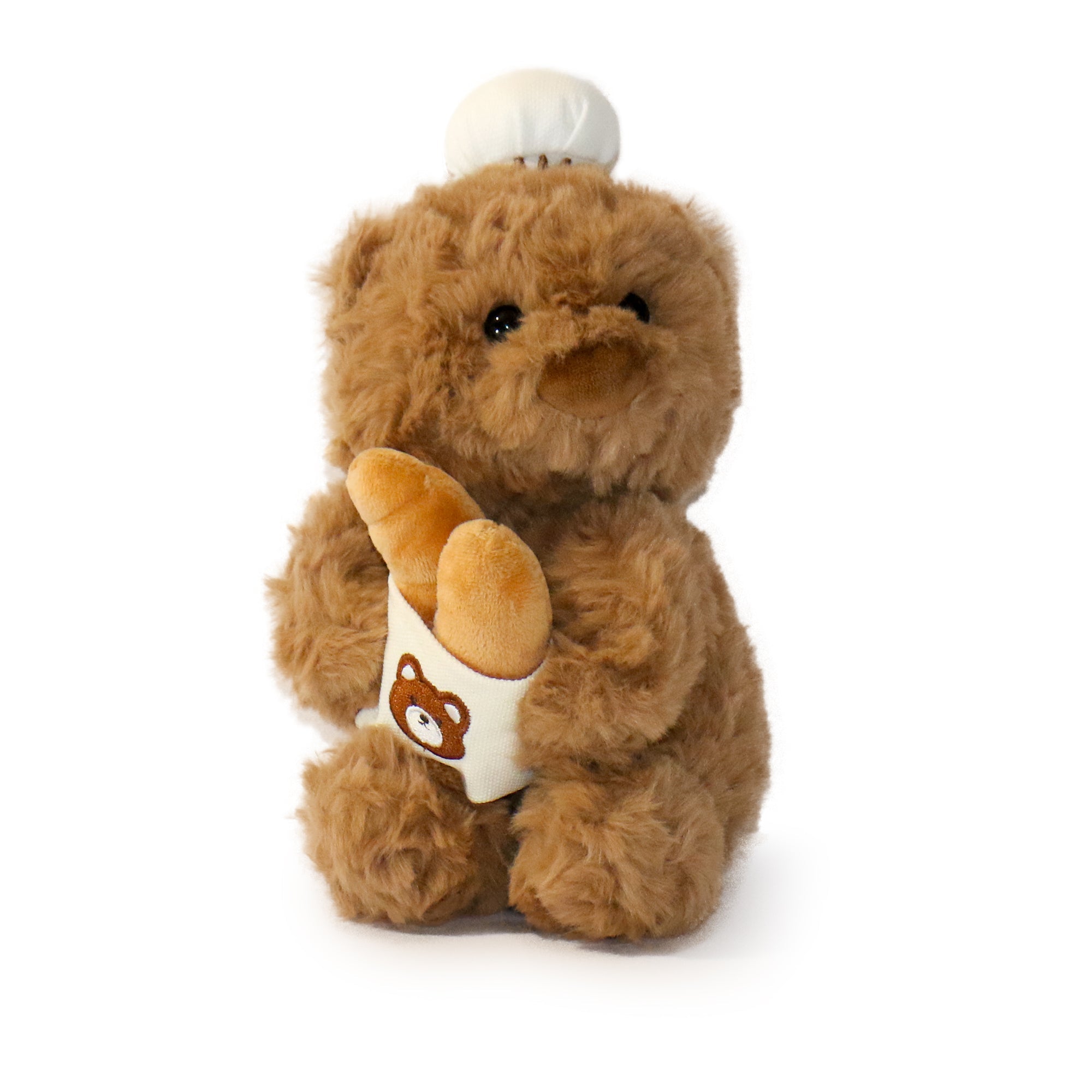 Baker Bear plush toy with a soft texture and warm colors