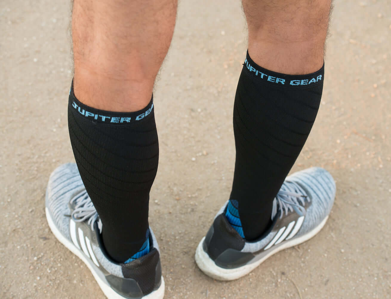Side profile of JupiterGear Endurance Compression Socks in action