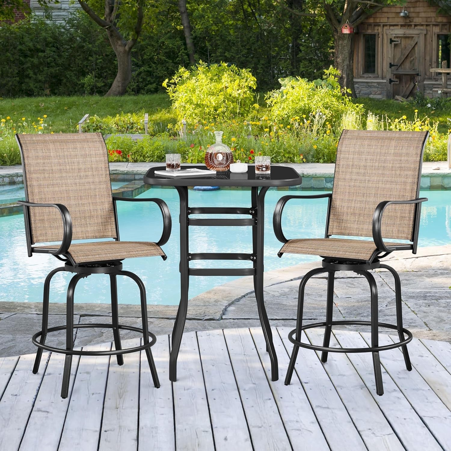Outdoor Swivel Barstools Set of Four for Comfort