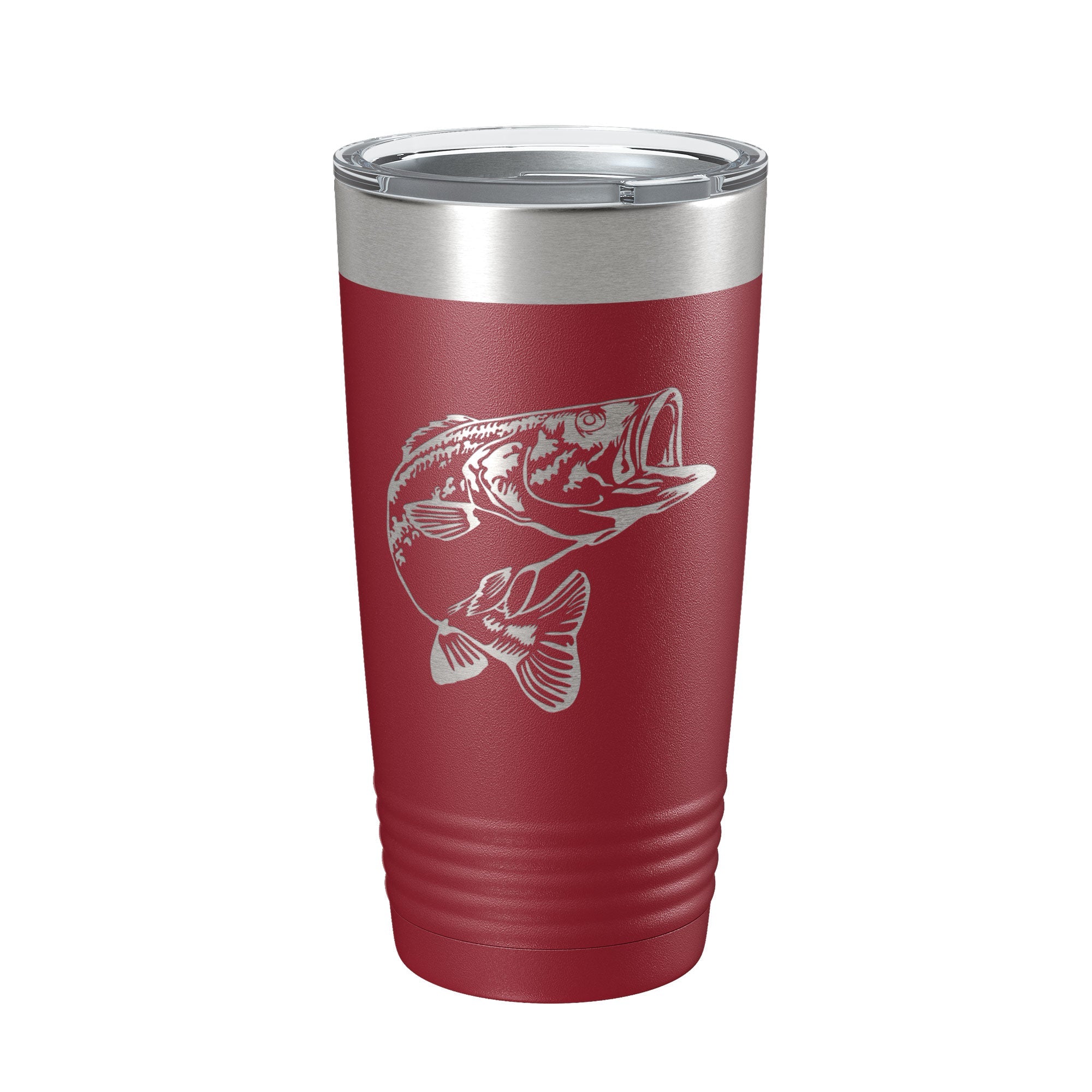 Front view of Insulated Bass Fishing Tumbler by CarveBright
