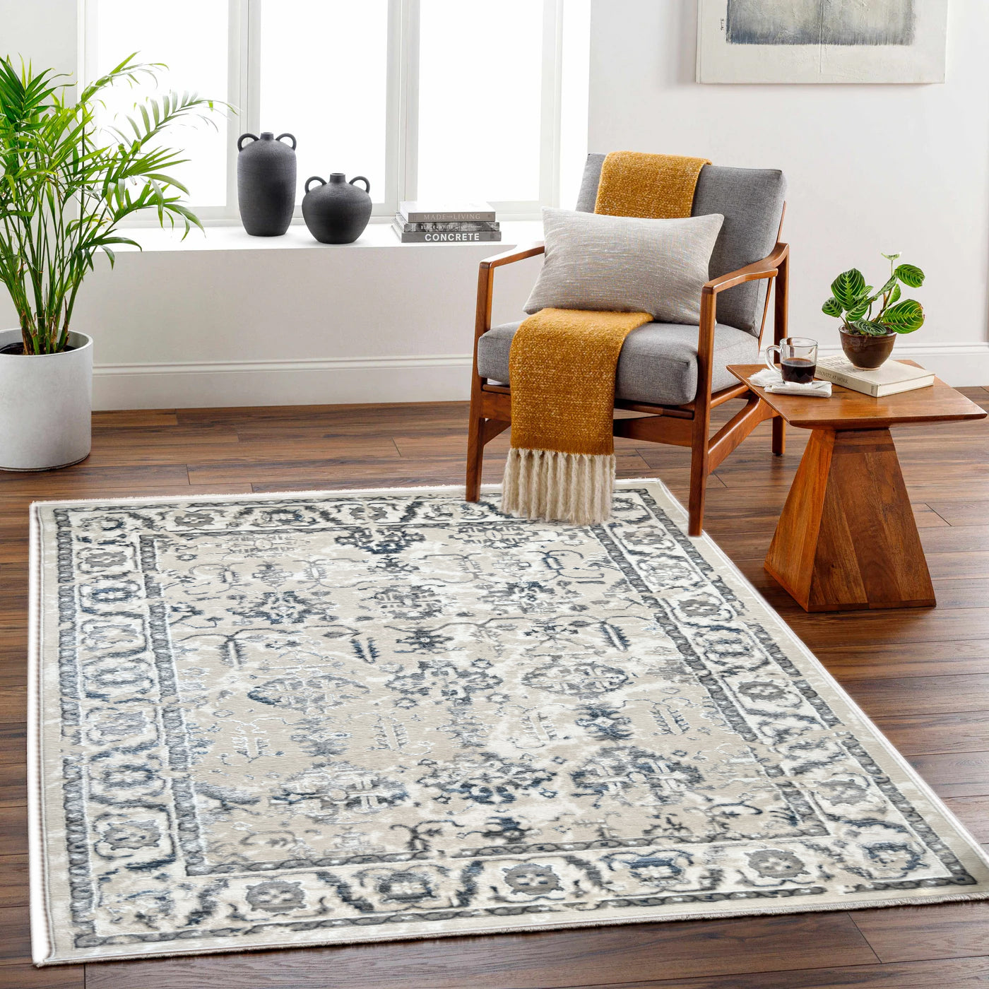 ROY's Home High&Low Area Rugs, Silver and Dark Shiny Effect