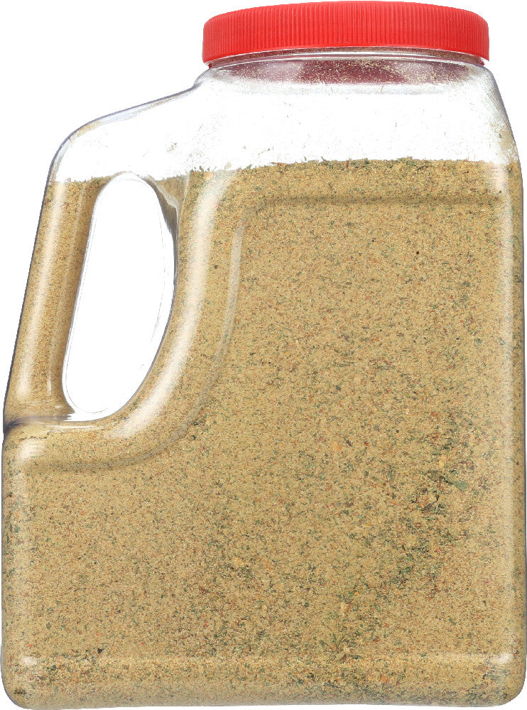 Front view of Gobingya Spike Seasoning Blend in a 5LB container