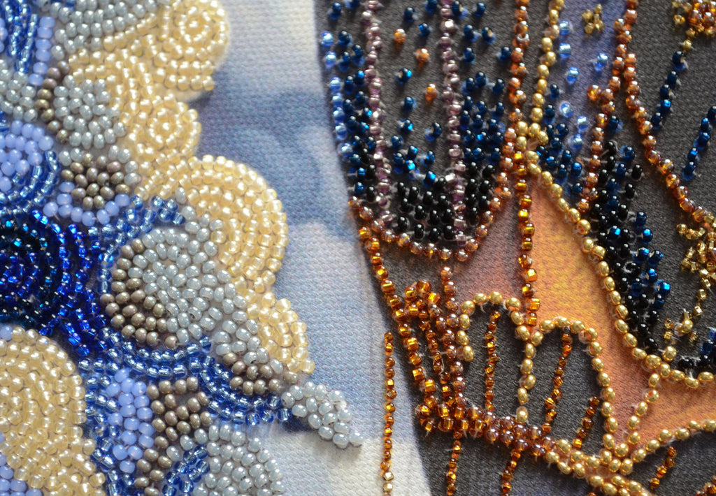 Close-up of Air Adventures Bead Embroidery Kit canvas design