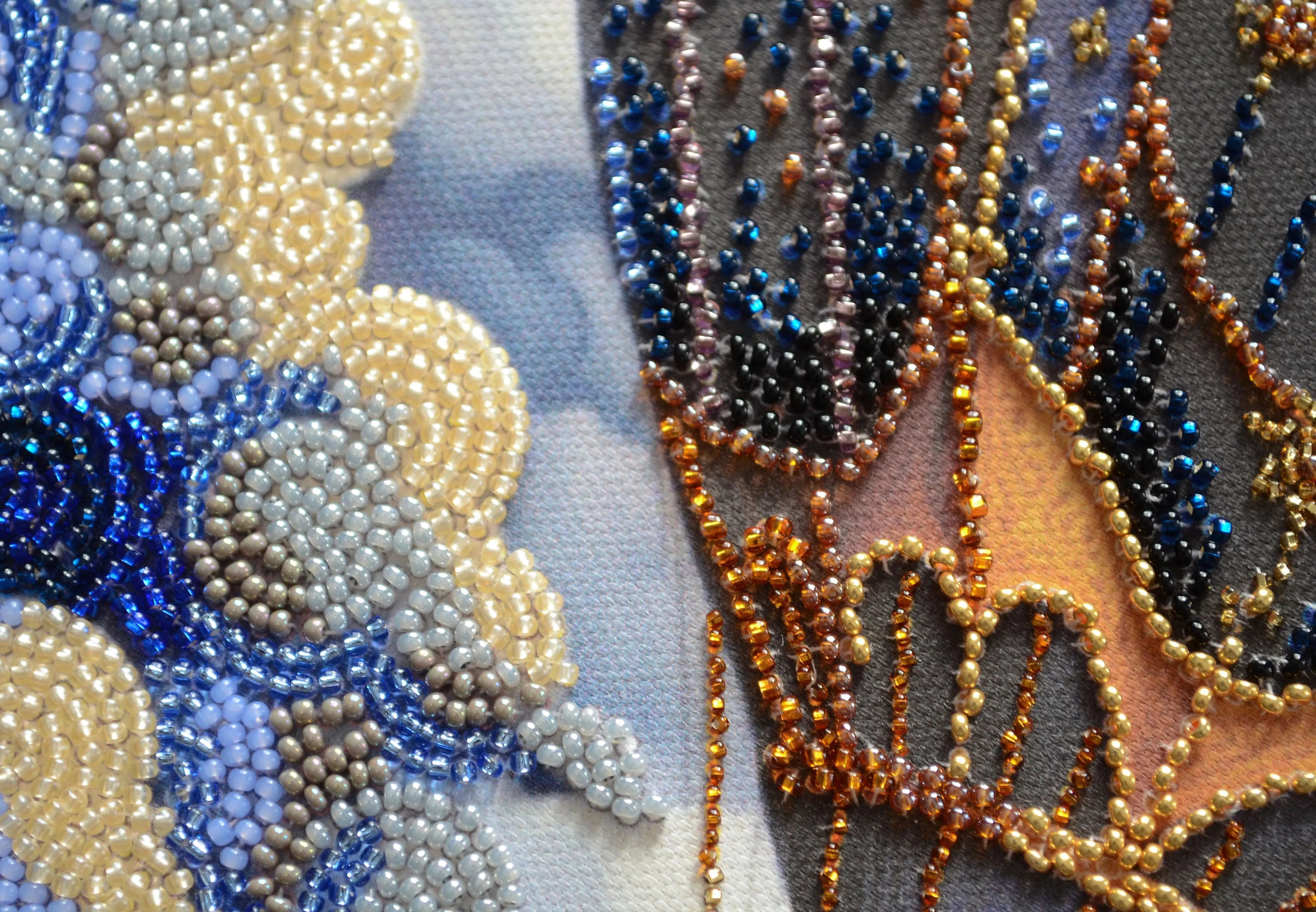 Close-up of Air Adventures Bead Embroidery Kit canvas design