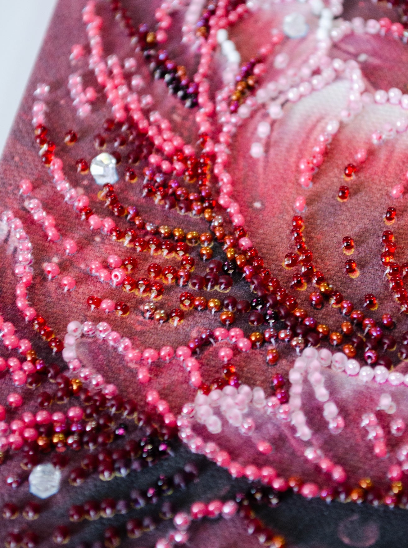 Artistic layout of Dew's Kiss Bead Embroidery Kit components