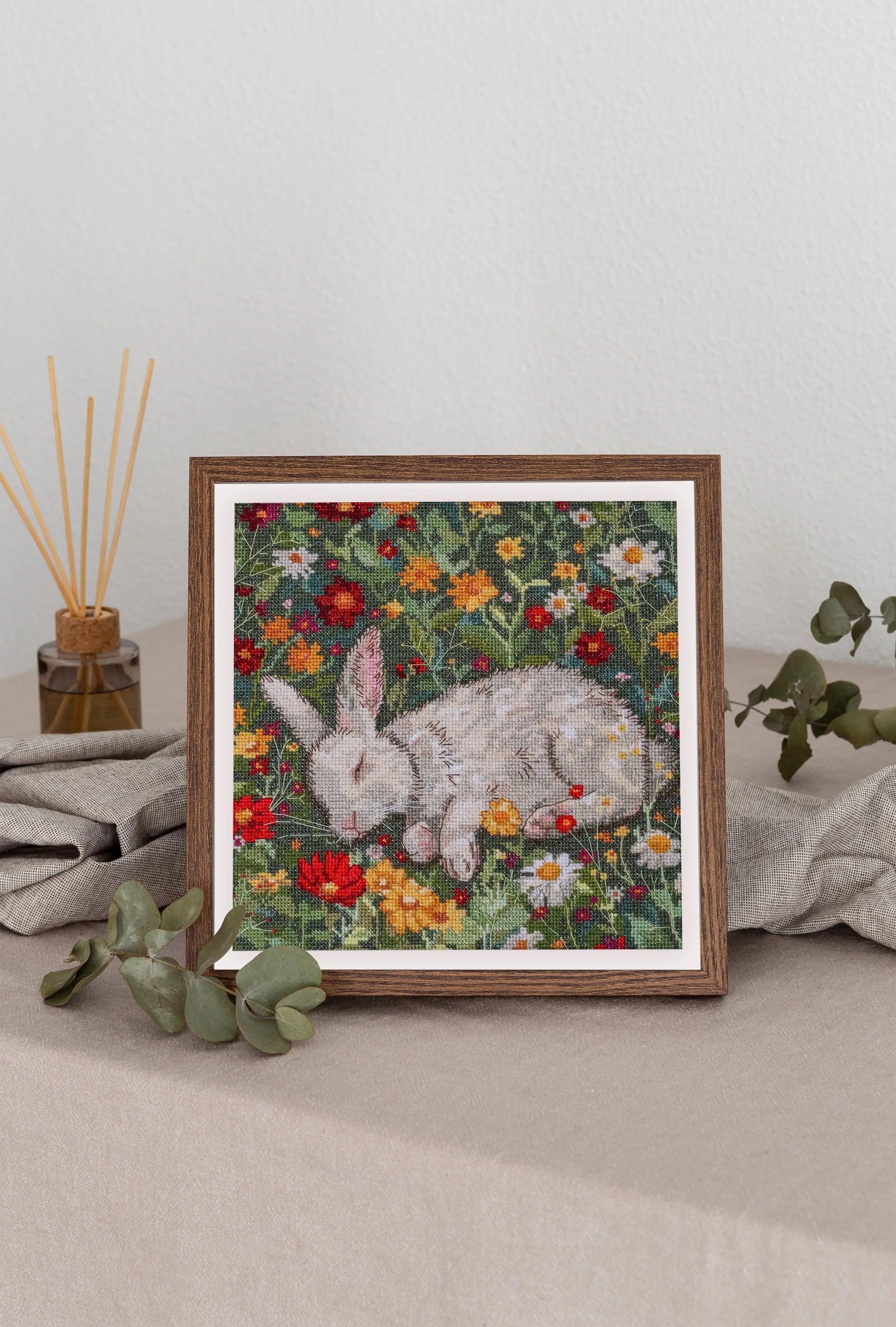 Completed embroidery example from Abris Art Cross-Stitch Kit