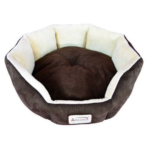Cozy Mocha Round Pet Bed for small dogs and cats by Gobingya