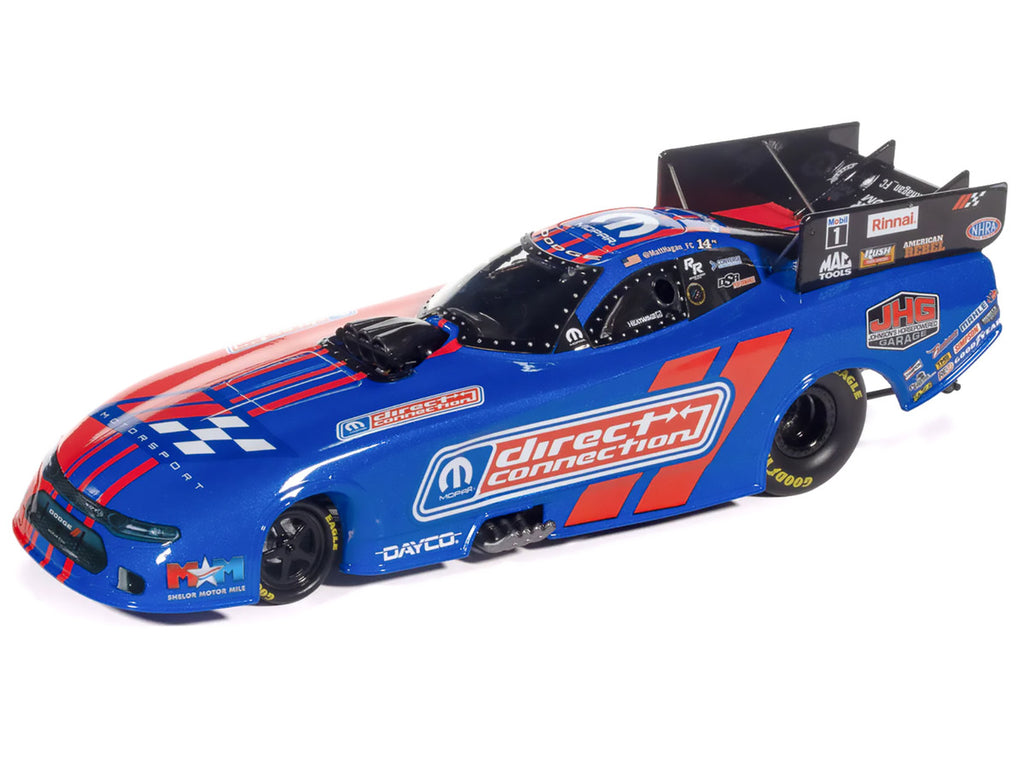 Side angle of 2025 Dodge Charger NHRA Funny Car Diecast Model showcasing details