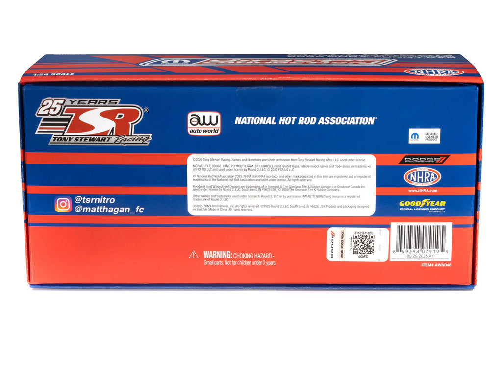 Close-up of the engine compartment of 2025 Dodge Charger NHRA Funny Car Diecast Model