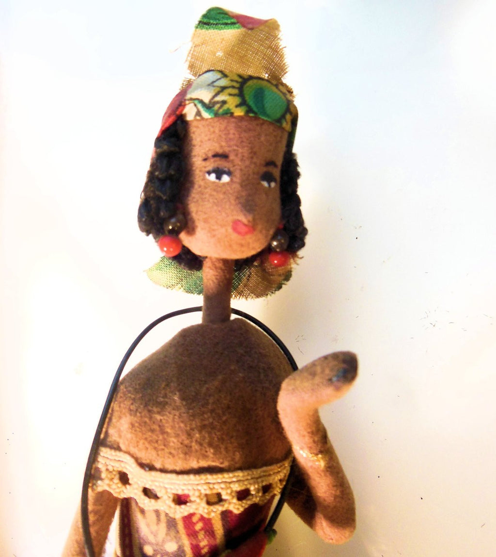 Front view of Handcrafted Vintage African Mother & Child Doll