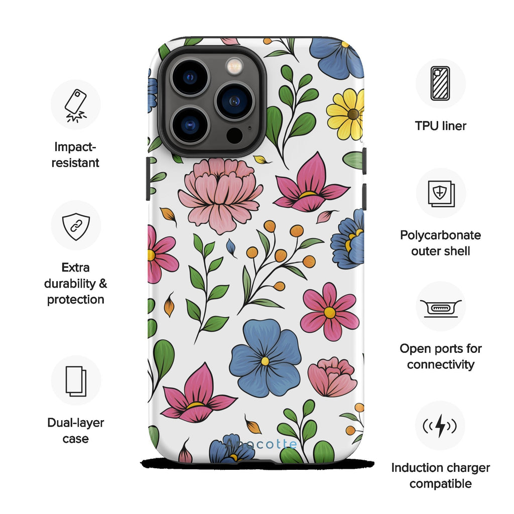 Comparison of Colorful Floral iPhone Case by Anacotte with a plain case