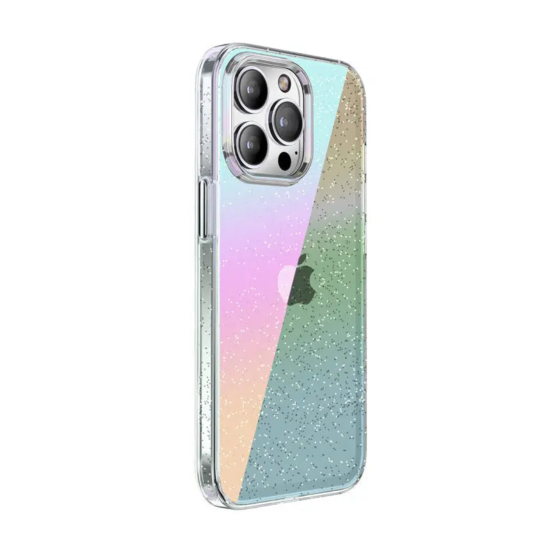 Back view of iPhone 14 Holographic Gradient Case by Anacotte in sleek design