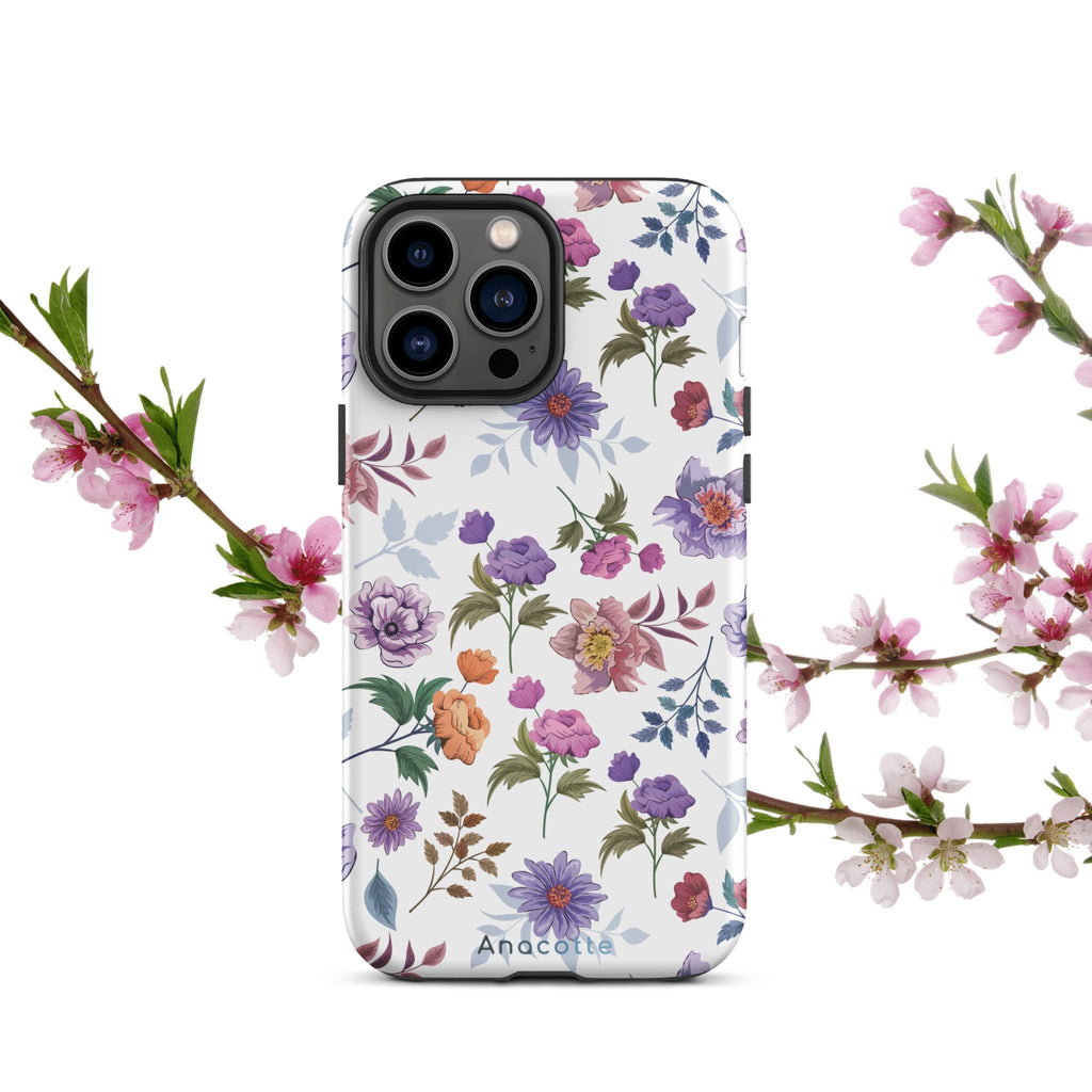 Anacotte Floral iPhone Case displayed against a colorful background