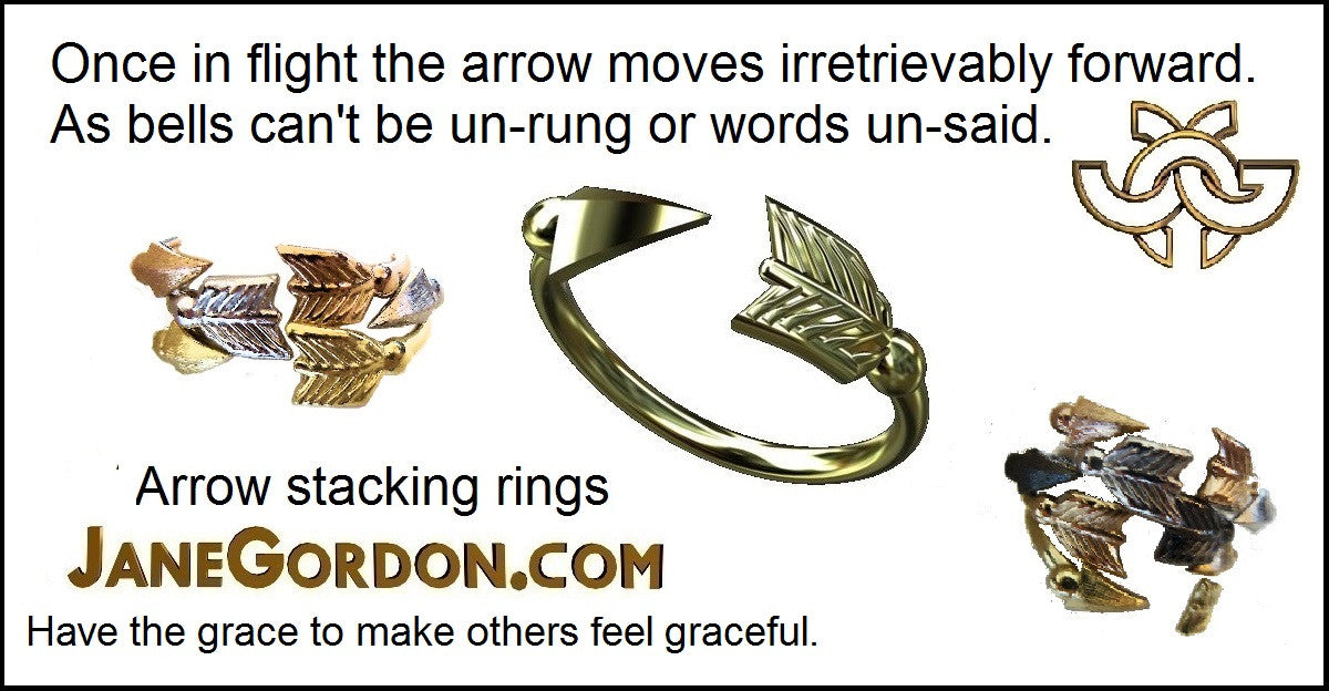 Custom Design: Arrow Stacking Rings - Green Gold- 18K