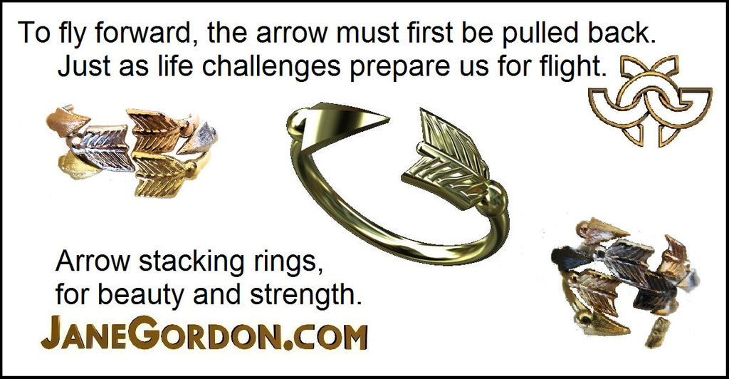 Custom Design: Arrow Stacking Rings - Green Gold- 18K