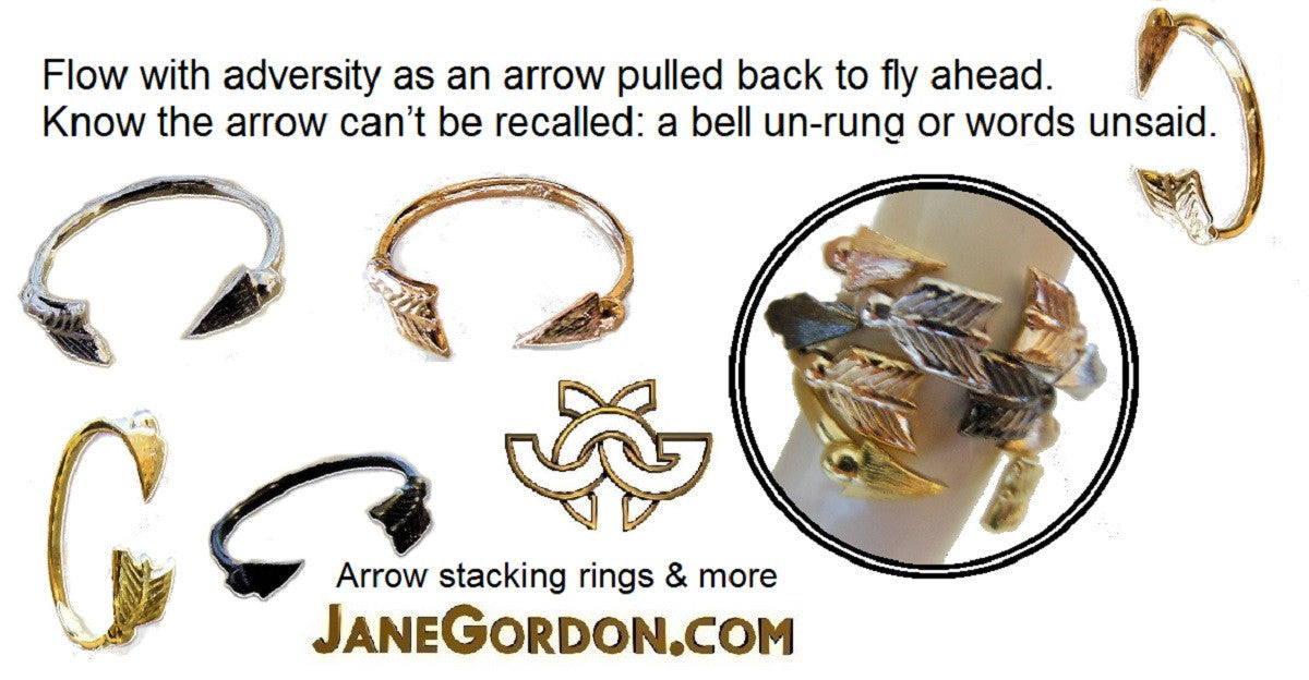 Custom Design: Arrow Stacking Rings - Green Gold- 18K