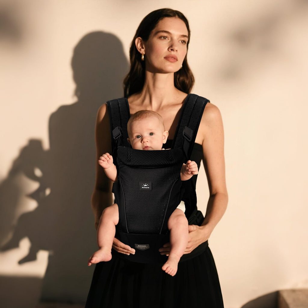 Side view of Ultimate Comfort Ergonomic Baby Carrier showcasing hip seat by SUNVENO