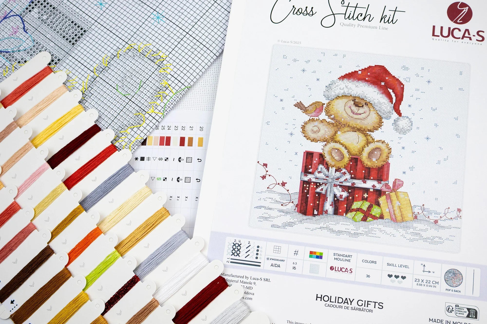 Close-up of the high-quality Zweigart Aida fabric in Luca-S kit