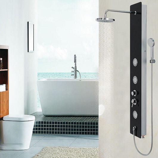 Close-up of the handheld showerhead on Gobingya 59-Inch Shower Panel