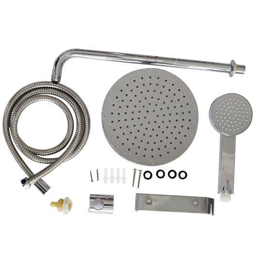 Installation view of Gobingya 59-Inch Tempered Glass Shower Panel in modern bathroom