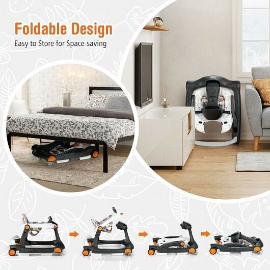 Front view of Gobingya 2-in-1 Foldable Push Walker in Dark Gray