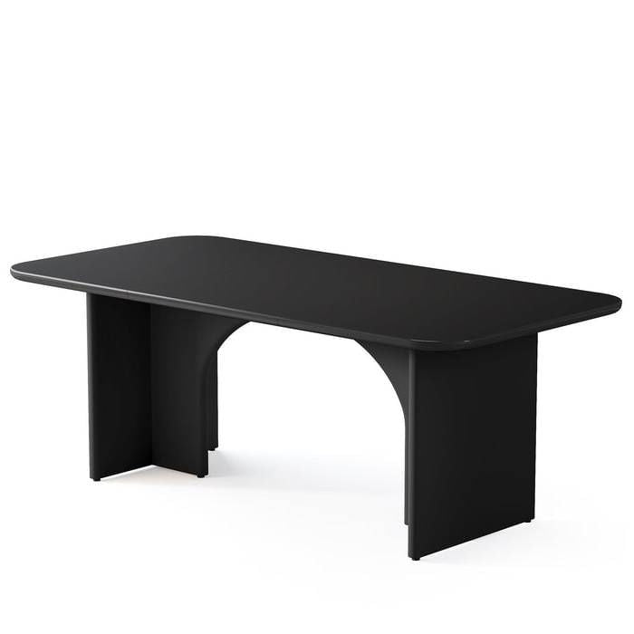 Front view of Stylish Extra Large Black Executive Home Office Desk by Gobingya