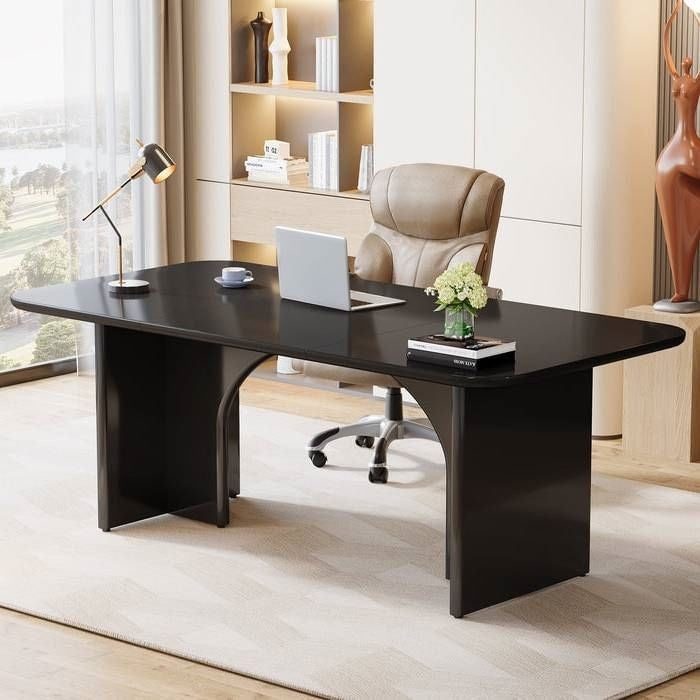 Top view of the spacious Stylish Extra Large Desk by Gobingya in black