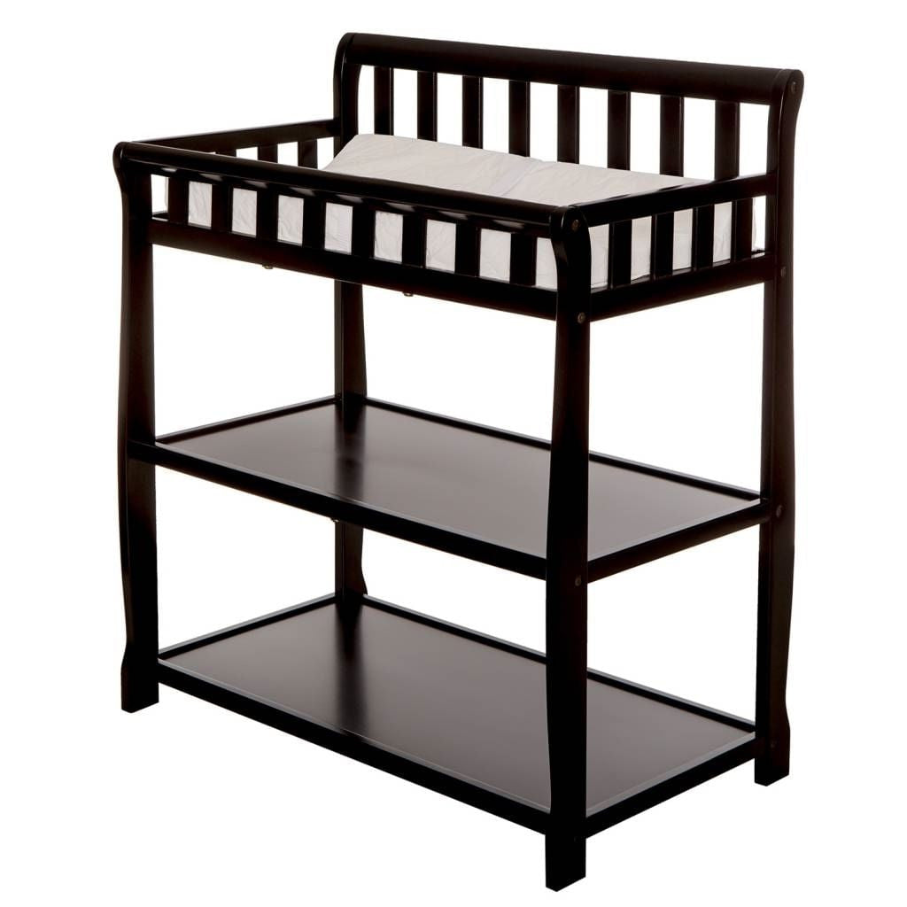 Elegant Black Wooden Baby Changing Table by Gobingya with safety features