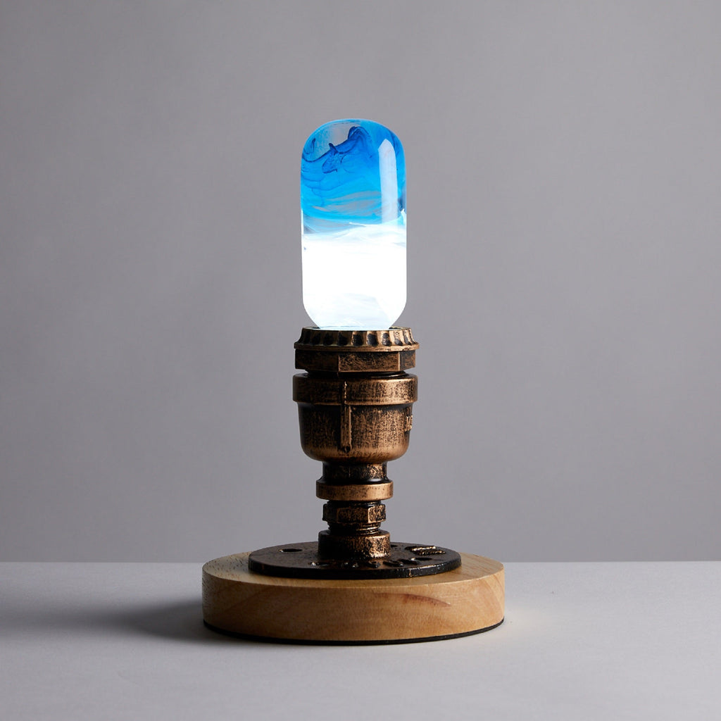 Eco-Friendly Blue LED Lamp by EP LIGHT on a table adding modern decor