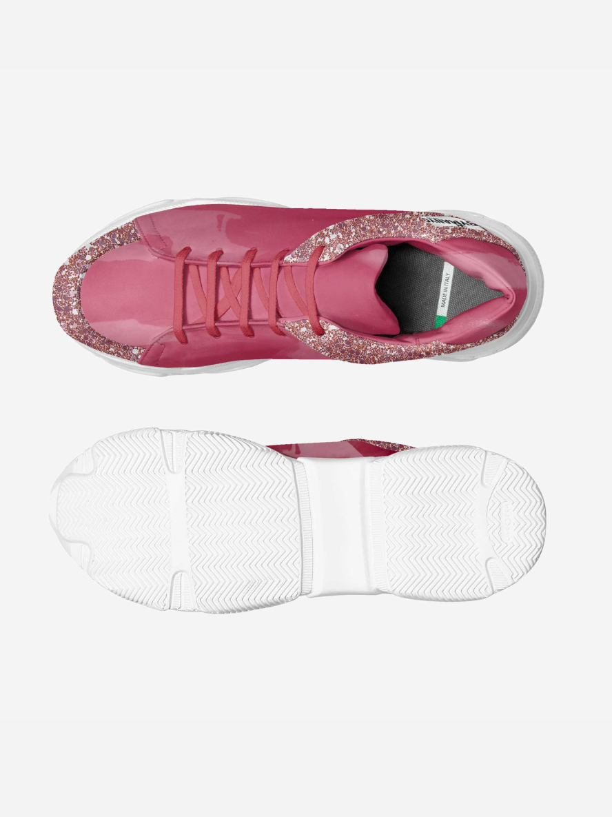 Flat lay of Broadway Step eco-friendly sneakers showcasing design by BYMANYC