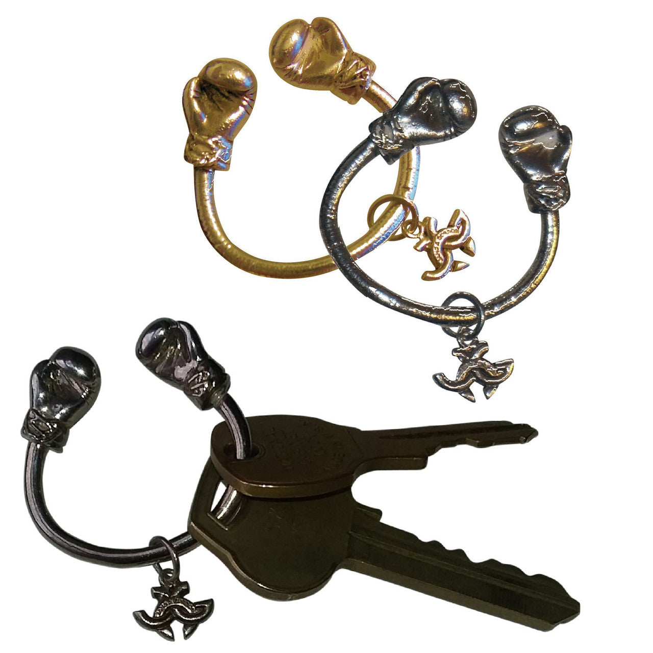 18K Gold Boxing Glove Key Ring alongside inspirational quotes